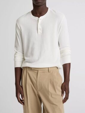 Vince Jacquard-Rib Cotton Henley OFF White XL NWI